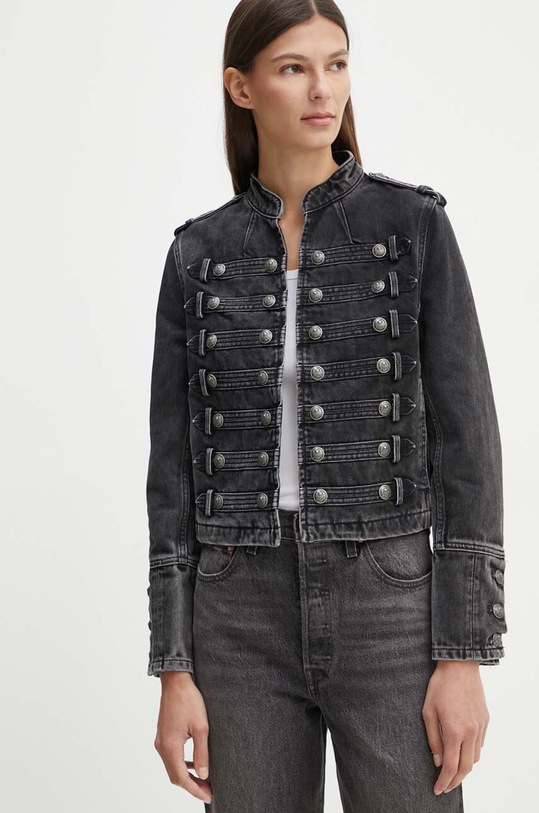 The Kooples kurtka jeansowa bez kaptura czarny FBLO29030J