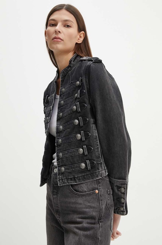 The Kooples kurtka jeansowa czarny FBLO29030J