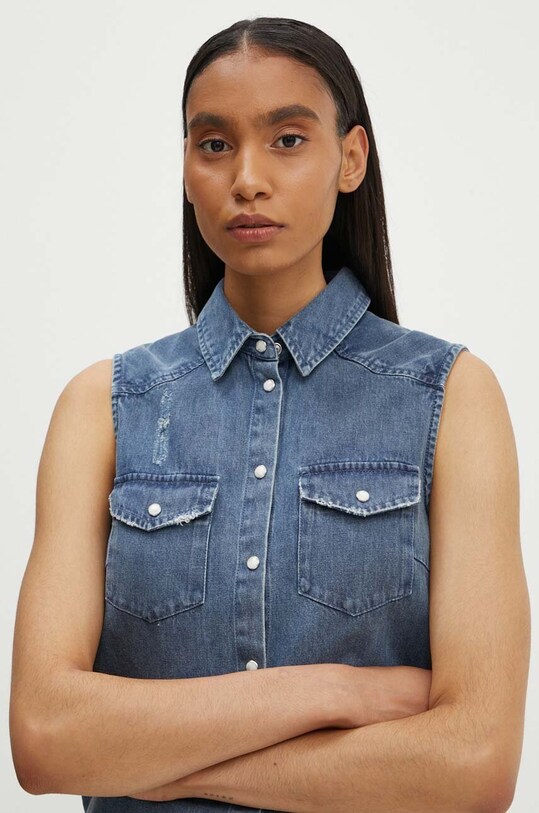 The Kooples kamizelka jeansowa bawełna niebieski FCCD29000J