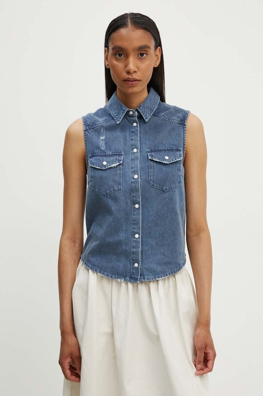 The Kooples kamizelka jeansowa niebieski FCCD29000J