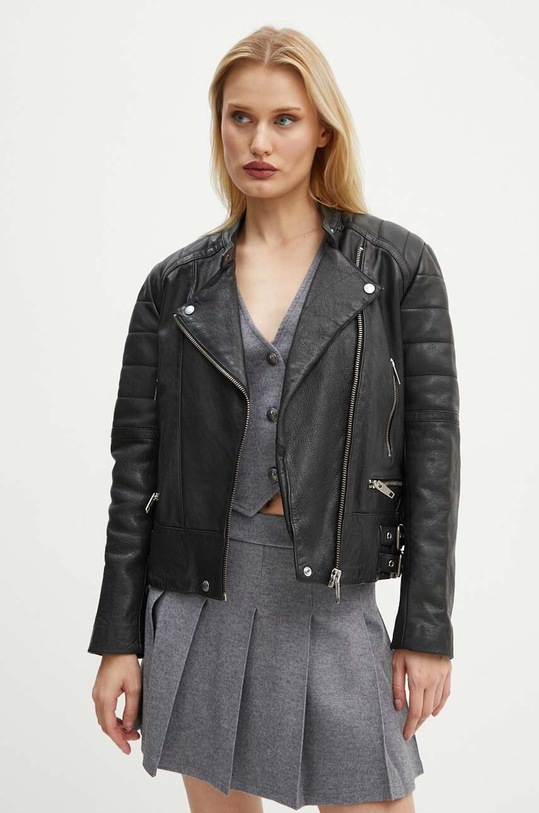 Kožna ramones jakna The Kooples za prijelazno razdoblje crna FCUI29000K