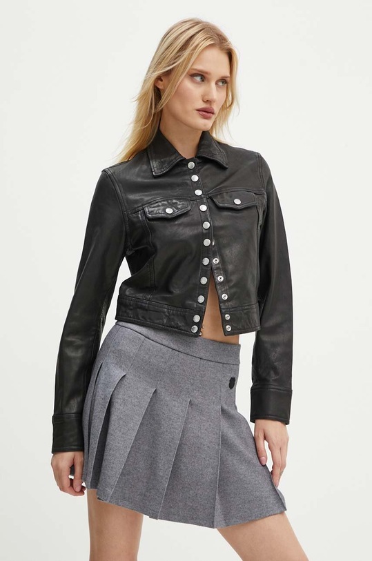 Kožna jakna The Kooples bez tople podstave crna FCUI29002K