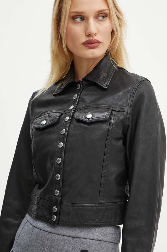 Kožna jakna The Kooples crna FCUI29002K