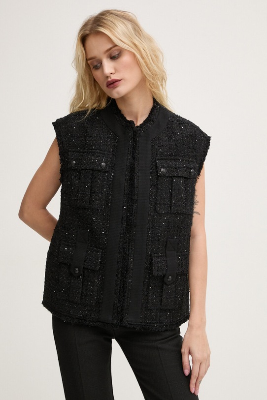 Prsluk The Kooples bez tople podstave crna FVES29010K