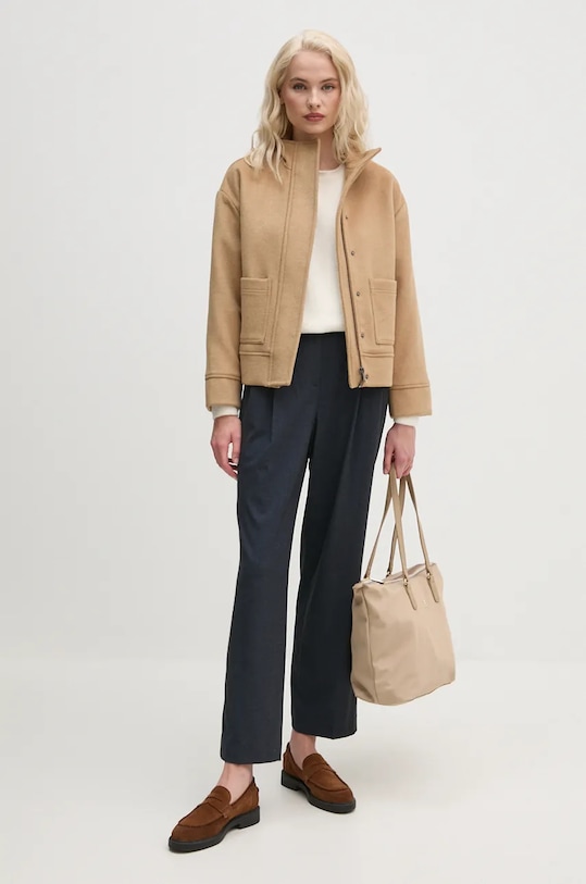 United Colors of Benetton płaszcz 26VDDN063 beżowy AW24