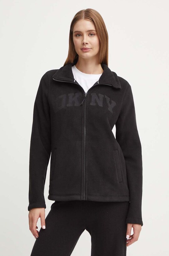 Fleecová mikina Dkny bez kapucne čierna DP4J9479