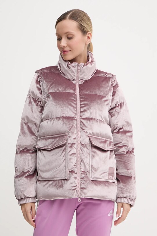 EA7 Emporio Armani bársony kabát enyhén szigetelt rózsaszín TNGBZ.6DTB06.1341