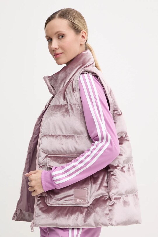 EA7 Emporio Armani bársony kabát rózsaszín TNGBZ.6DTB06.1341