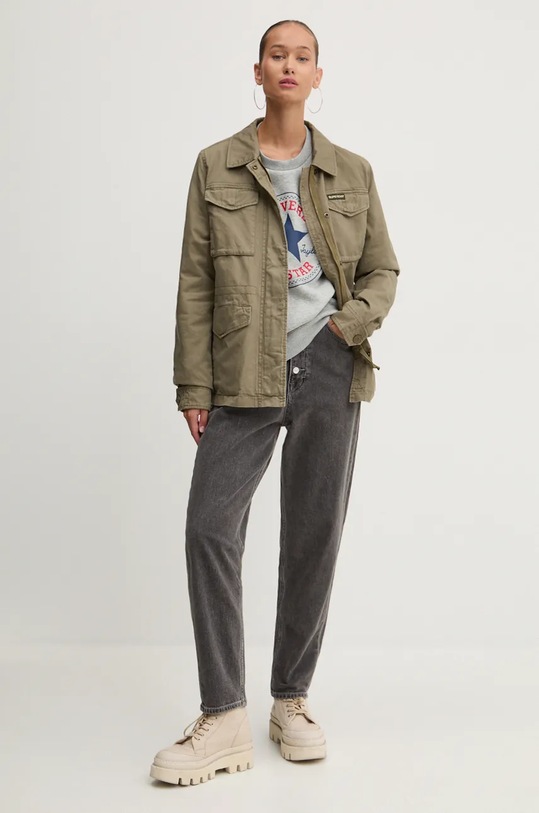 Superdry jacheta de bumbac W5011762A.NY8 verde AW24