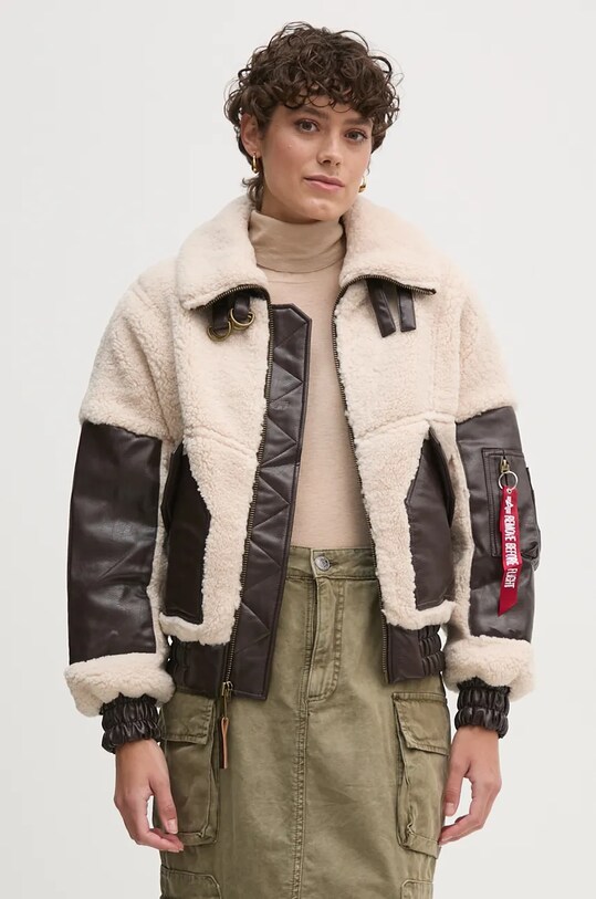 Alpha Industries geaca Teddy PU Bomber bej 148001