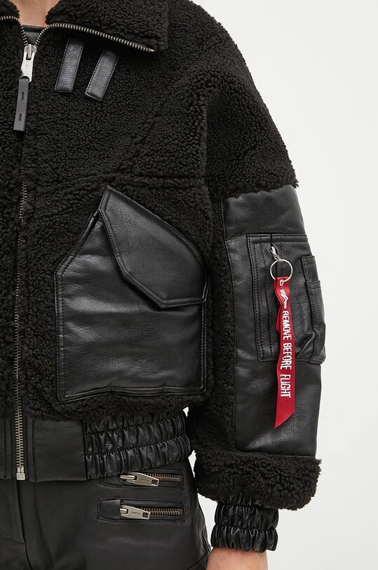 Яке Alpha Industries Teddy PU Bomber черен 148001