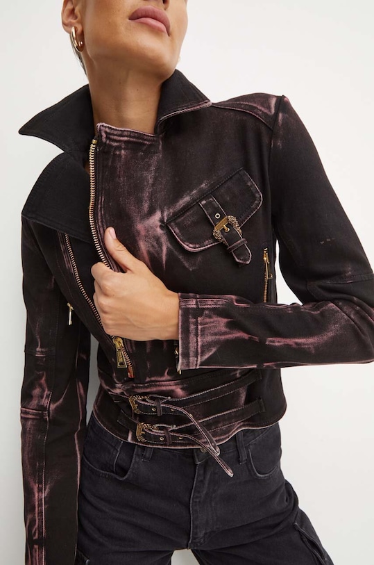 Rifľová bunda Versace Jeans Couture bez kapucne čierna 77HAS460.DW081F01