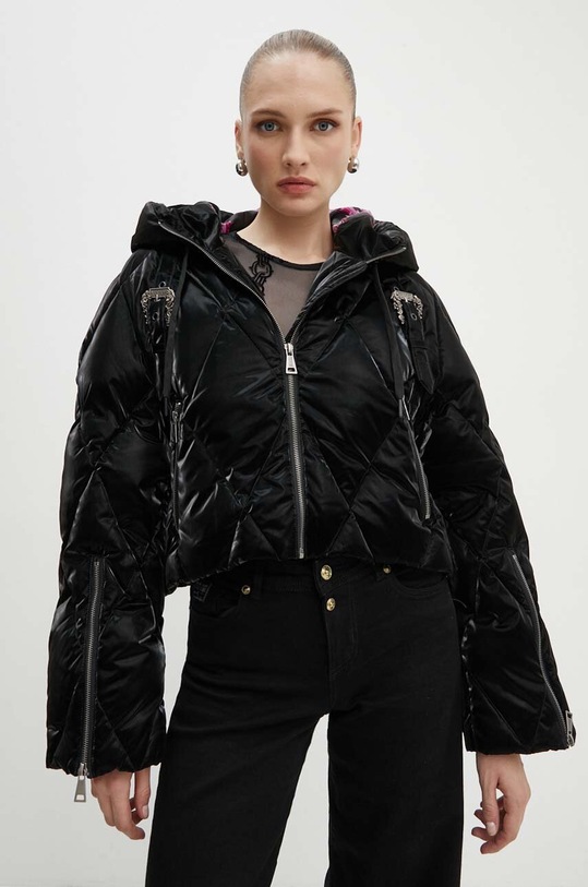 Péřová bunda Versace Jeans Couture s kapucí černá 77HAUD14.CQ05D