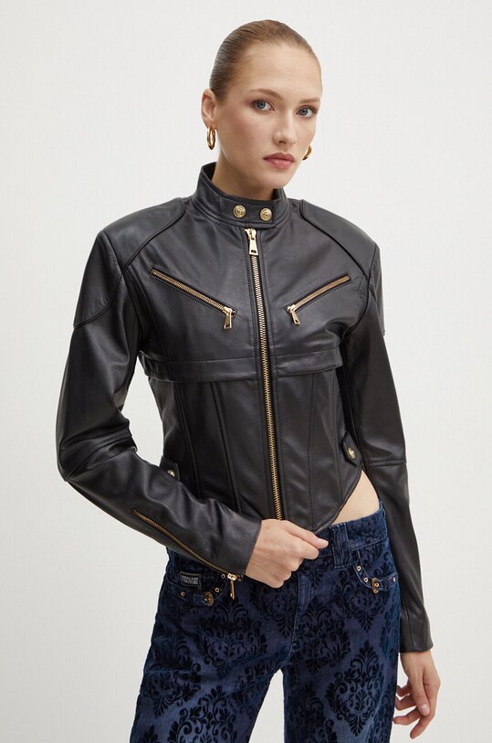 Kožená bunda Versace Jeans Couture usňová koža čierna 77HAVP04.CP009