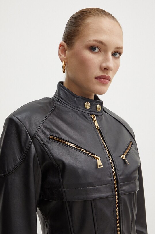 Kožená bunda Versace Jeans Couture čierna 77HAVP04.CP009