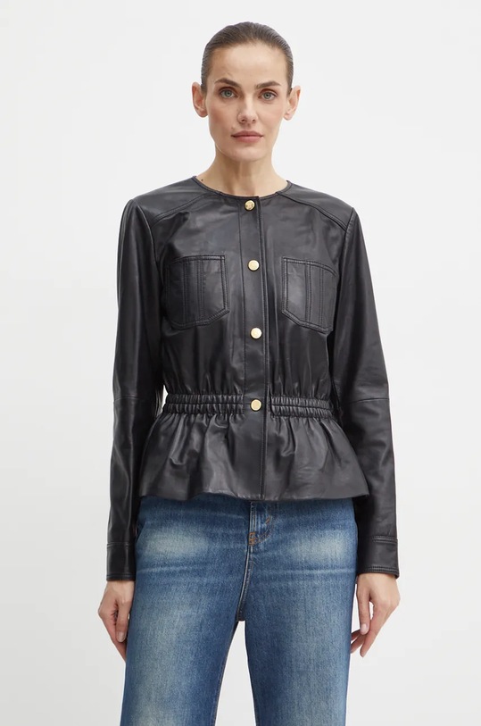 Kožená bunda Luisa Spagnoli SERGENTE nezateplené černá 541245