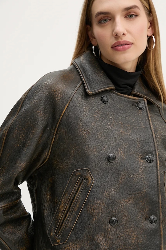 Kožna jakna The Kooples smeđa FCUI29010K