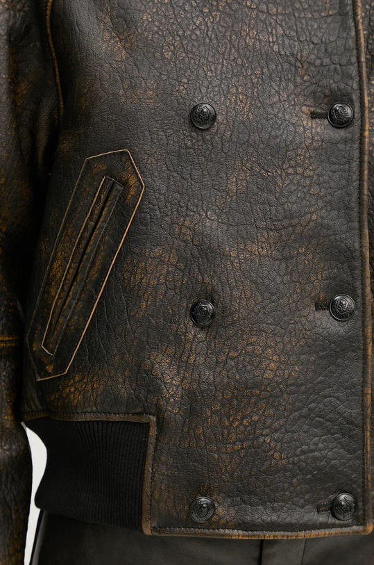 Kožna jakna The Kooples FCUI29010K smeđa