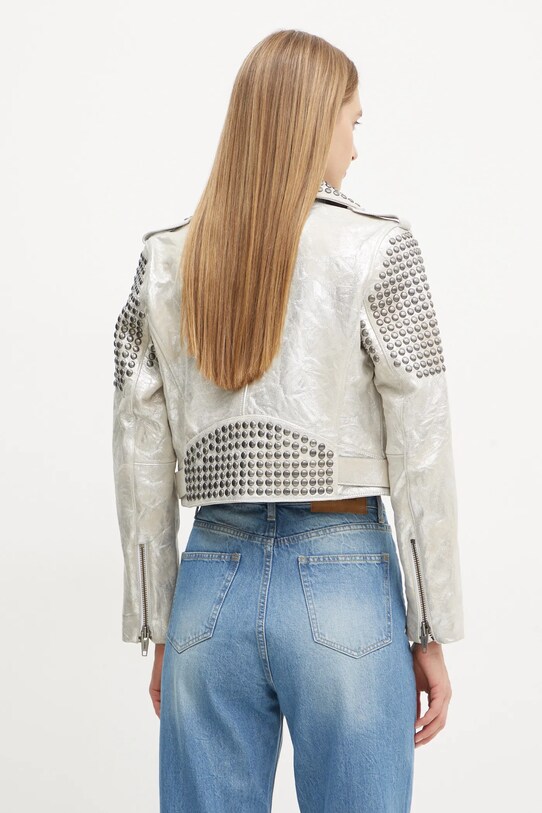 Îmbrăcăminte The Kooples geaca din piele intoarsa FCUI29011K argintiu