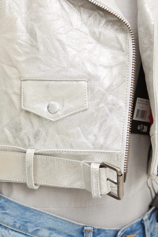 The Kooples geaca din piele intoarsa FCUI29011K argintiu