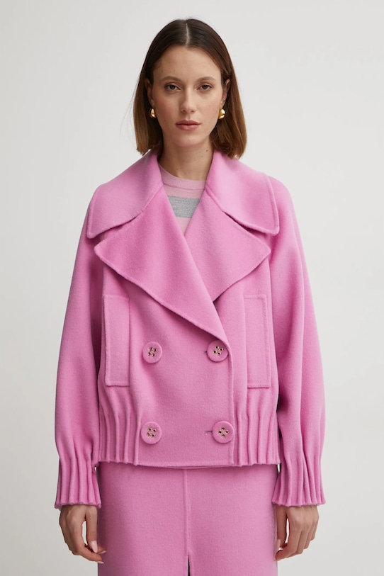 Vlněná bunda Luisa Spagnoli nezateplené růžová 541522