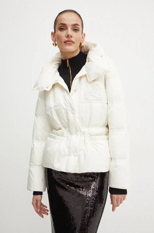 Péřová bunda Luisa Spagnoli SCHIPPER bez kapuce béžová 541250