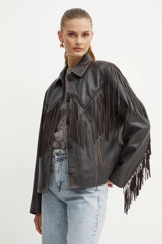 Δερμάτινο μπουφάν Weekend Max Mara καφέ 2425446016600