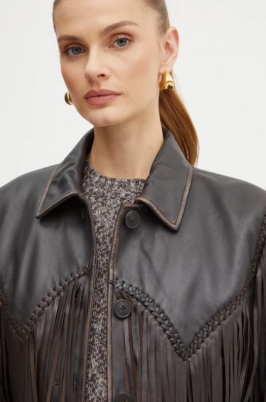 Δερμάτινο μπουφάν Weekend Max Mara 2425446016600 καφέ