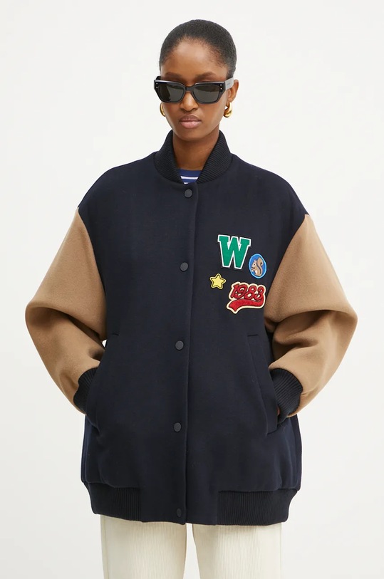 Вълнено яке Weekend Max Mara без качулка тъмносин 2425486012600