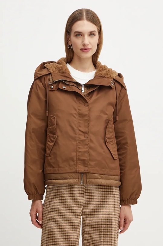Jakna Weekend Max Mara s kapuljačom smeđa 2425486032600