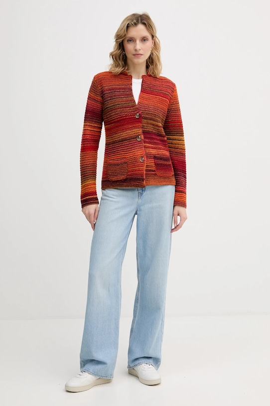United Colors of Benetton kardigan z dodatkiem wełny 105CD6880 pomarańczowy AW25