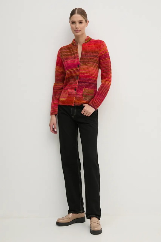 Μάλλινη ζακέτα United Colors of Benetton 105CD6880 κόκκινο AW24