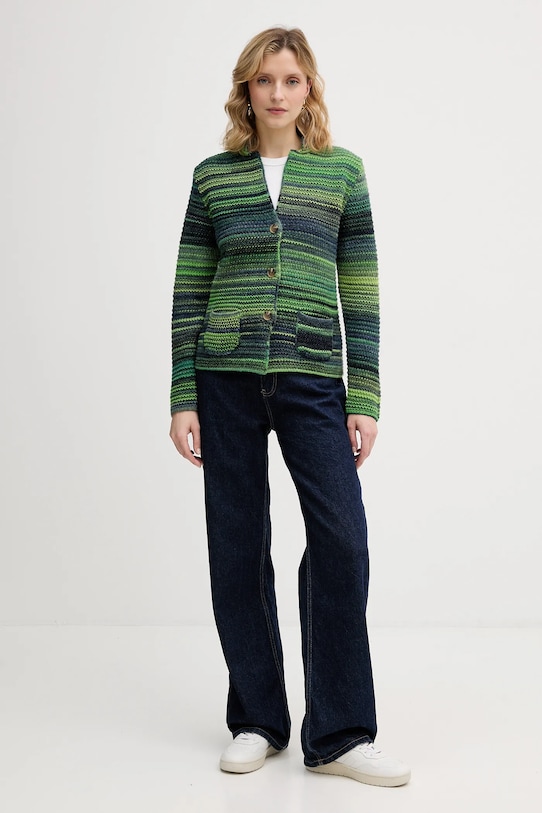 United Colors of Benetton kardigan z dodatkiem wełny 105CD6880 zielony AW25