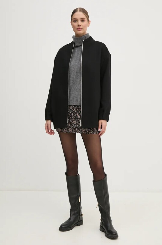 Vlněná bunda United Colors of Benetton 2O9VDN004 černá NC24