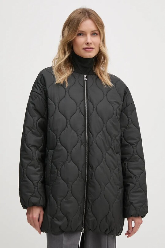 United Colors of Benetton geaca cu captuseala negru 2XETDN06N