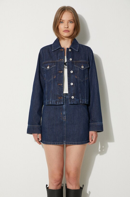 Rifľová bunda Kenzo Trucker Jacket Stripped modrá FE62DV2456F2.DD