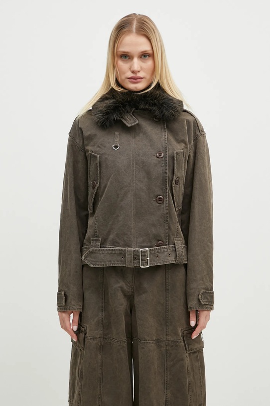 Μπουφάν Kenzo Dyed Canvas Comber άλλο καφέ FE62OU2129GK.92