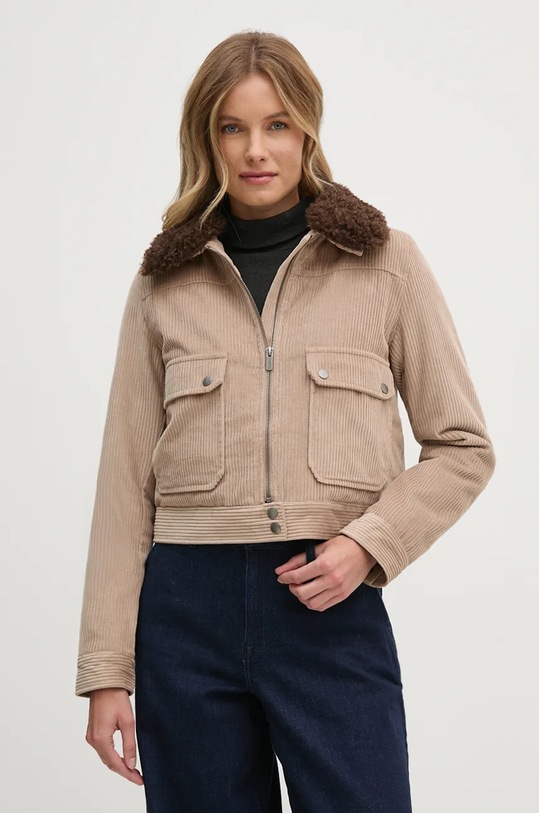 Pepe Jeans geaca din velur CANDANCE bej PL402464