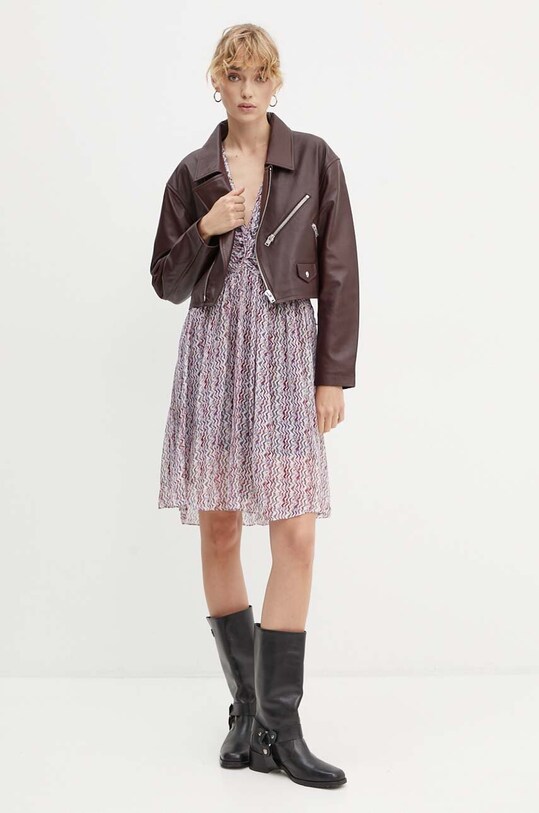 Kožená bunda IRO WP137CASTILLI burgundské AW24