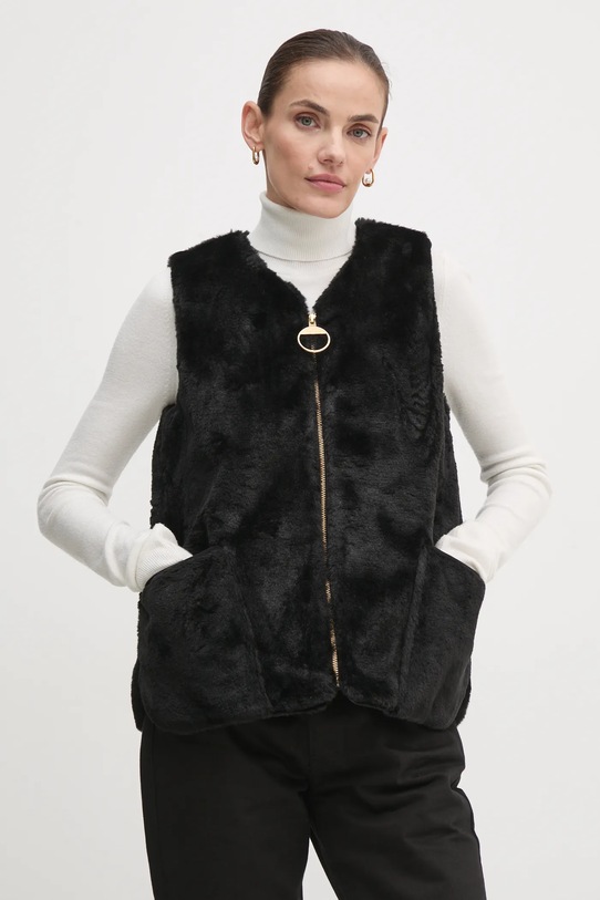 Елек Barbour Barn Gilet изкуствен косъм черен LGI0184
