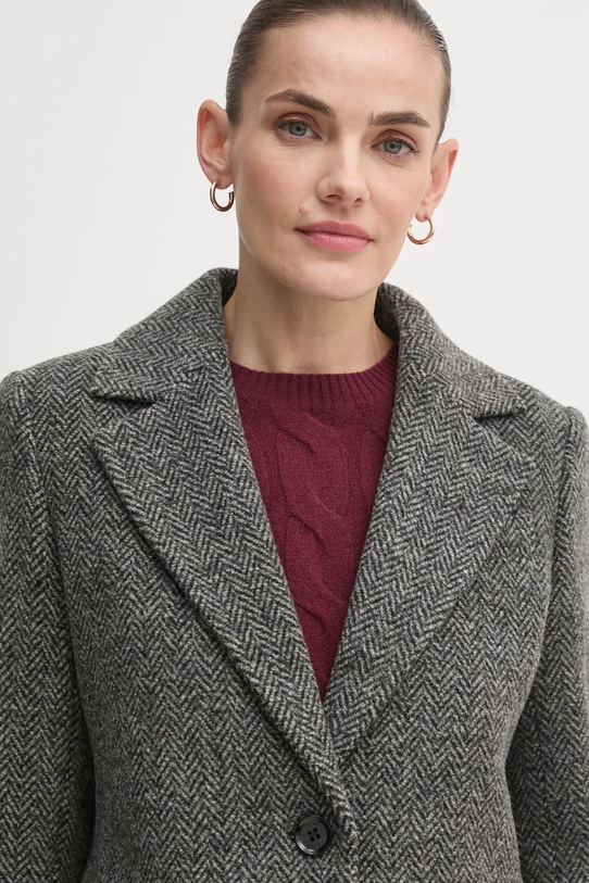 Vlnený kabát Barbour Paulette Mensy Jacket sivá LTA0122