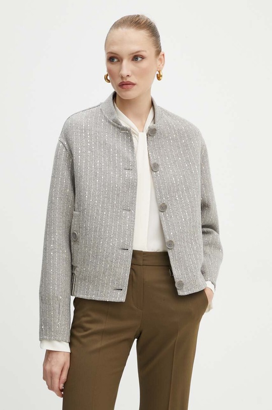 Twinset geaca de lana necaptusit gri 242TP2051