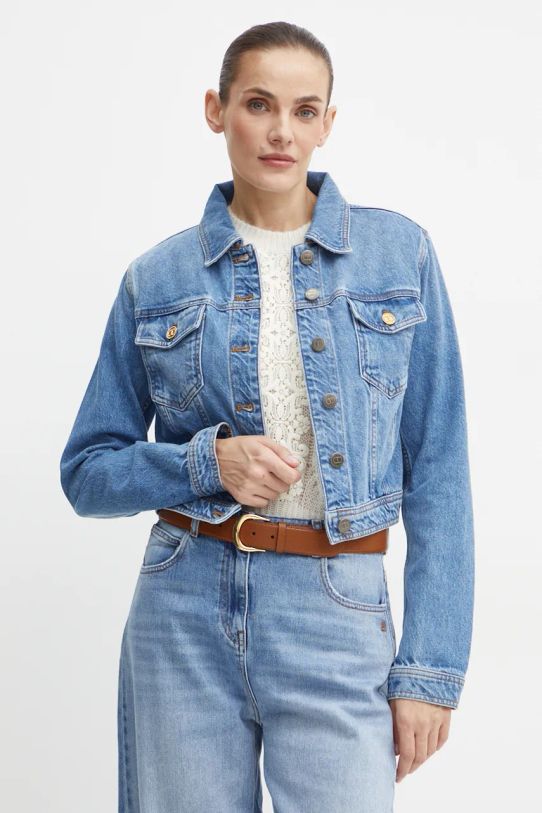 Twinset geacă din denim necaptusit albastru 242TP2562