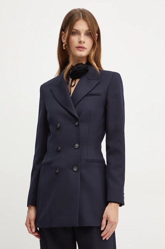 Marella blézer gyapjú keverékből szövet sötétkék 2423046032200