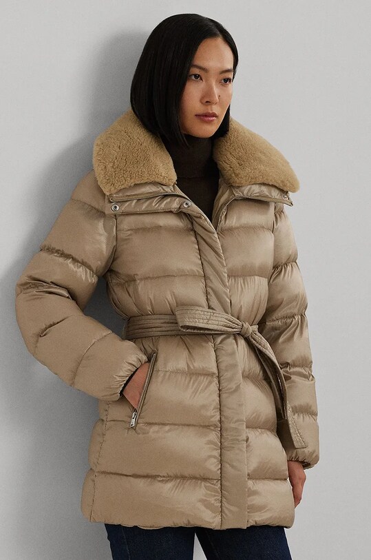 Péřová bunda Lauren Ralph Lauren s podšívkou béžová 297957500