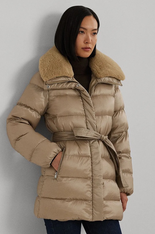 Пухова куртка Lauren Ralph Lauren з підкладкою бежевий 297957500