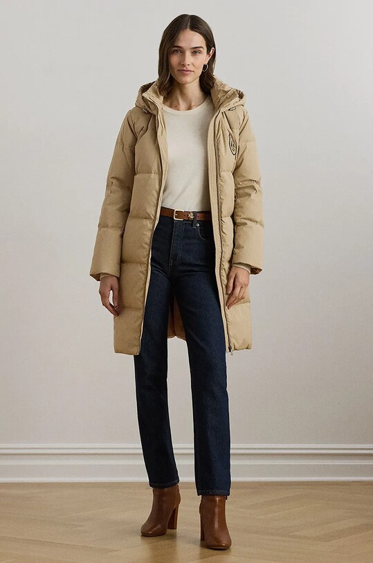 Пухова куртка Lauren Ralph Lauren з утепленням бежевий 297962675