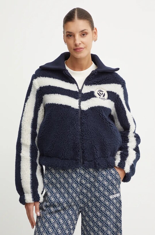 Guess geaca SHERPA cu captuseala bleumarin V4BL06.KCIR0
