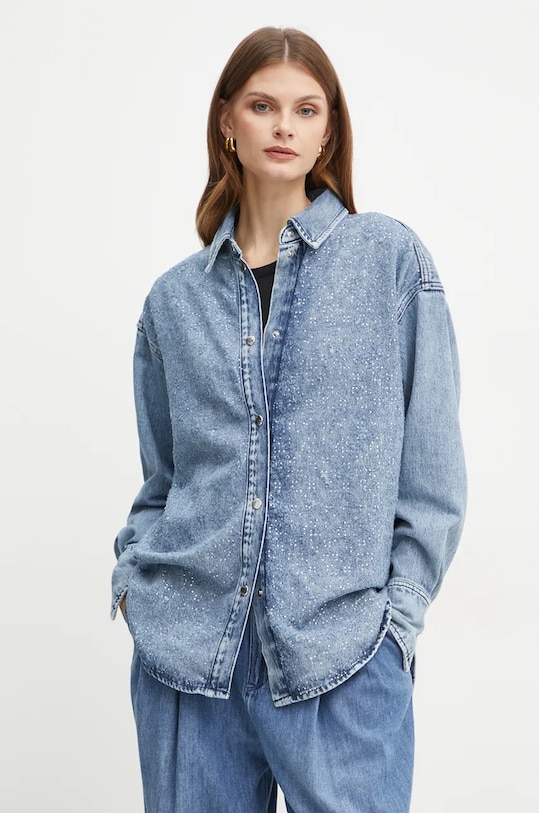 Boss Orange camasa jeans lung albastru 50528350