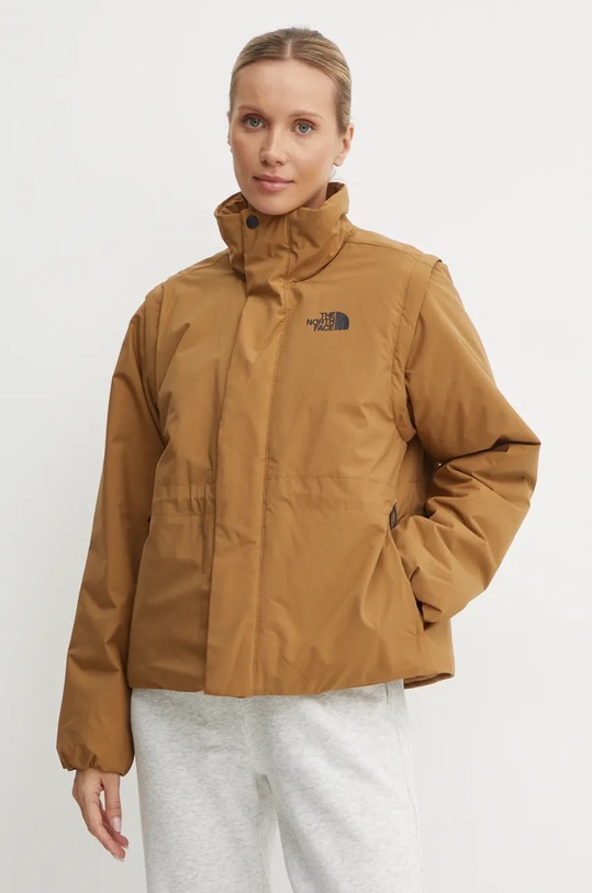 The North Face kurtka Padded 2 in 1 Conv bez kaptura brązowy NF0A89GX1731